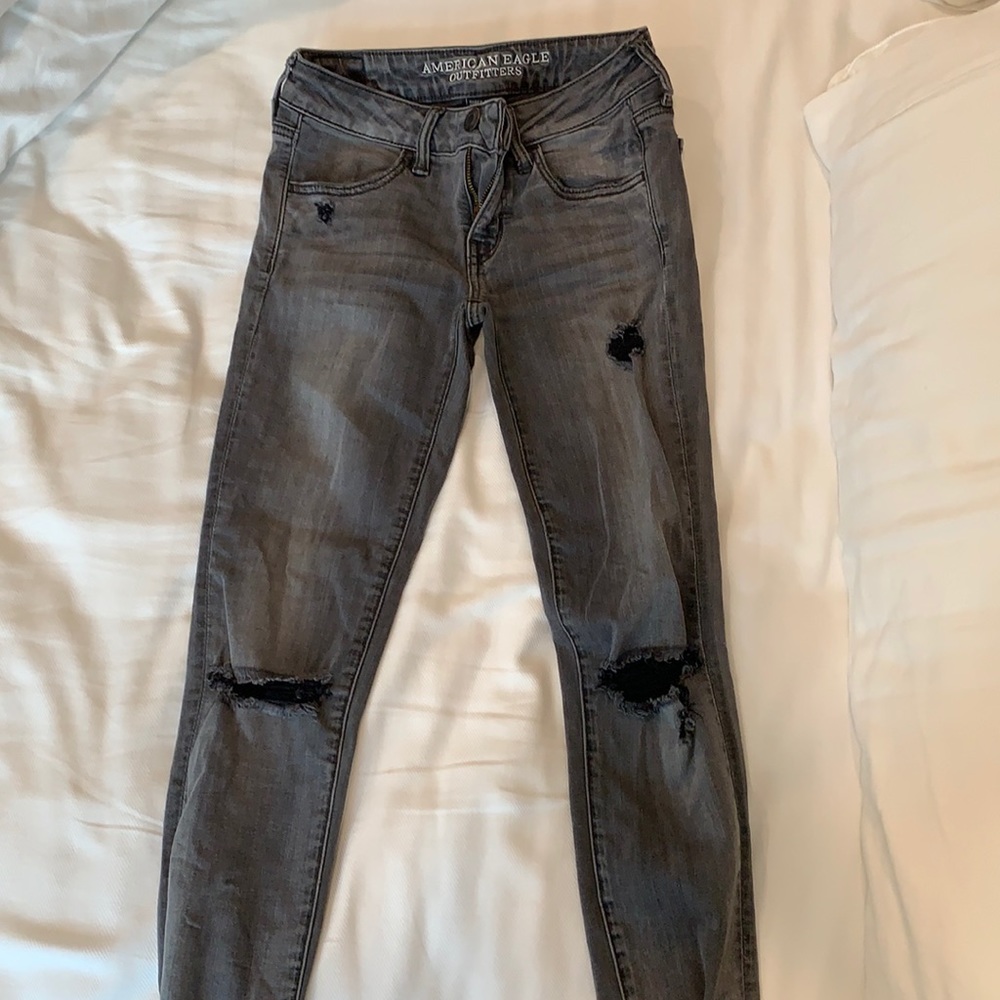 American Eagle Grey Ripped Jeans
